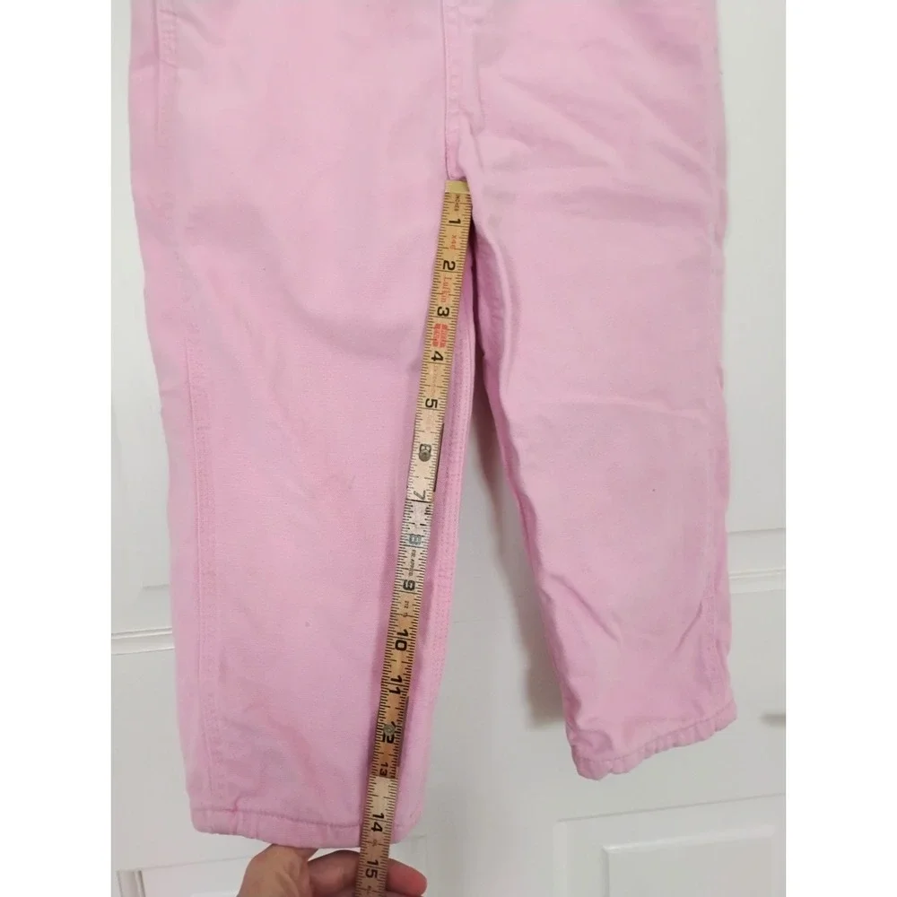 Carhartt Canvas Overalls Kids 4T Pink Plaid Flannel Lined Duck Bibs